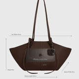 JONES + CO Mochi tote bag in cognac Italian suede with organic curves, knots, and shoulder straps