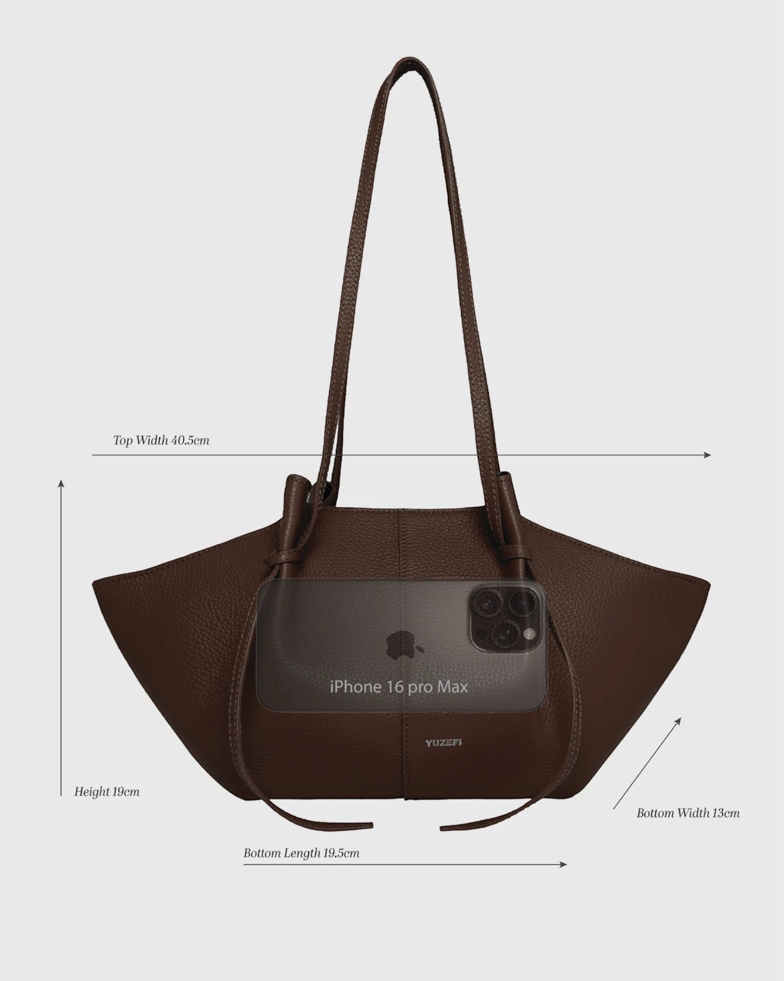 JONES + CO Mochi tote bag in cognac Italian suede with organic curves, knots, and shoulder straps