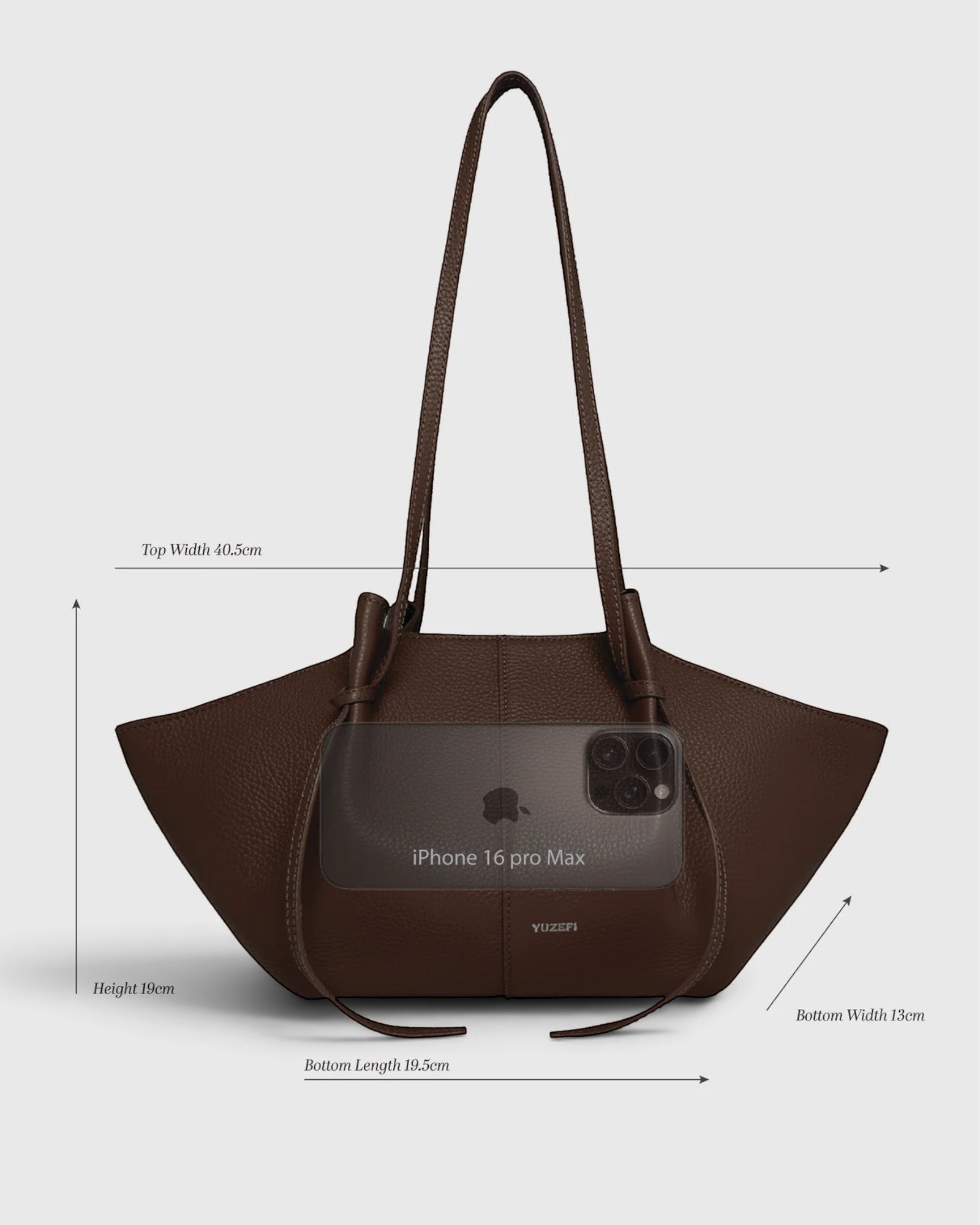 JONES + CO Mochi tote bag in cognac Italian suede with organic curves, knots, and shoulder straps