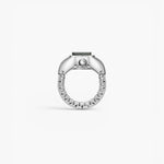 JONES + CO Nocturne Time Ring featuring a silver stainless steel expandable band and a smoke-colored crystal face.