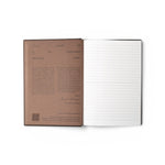 JONES + CO Open Journal with dark brown cover, open to a lined page with introductory text and a QR code.