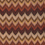 JONES + CO Raya polo top fabric detail featuring a crochet-feel knit in a multi-coloured chevron Lais stripe pattern.