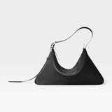 JONES + CO Rider M black soft calf leather shoulder bag with adjustable belt-style strap and palladium hardware