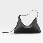 JONES + CO Rider M Elche black leather shoulder bag with a unique architectural shape and hand-braided strap.