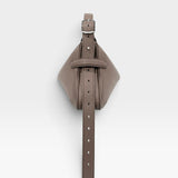 JONES + CO Rider S taupe soft calf leather bag with an adjustable belt-style strap and palladium hardware