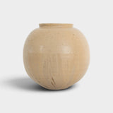 JONES + CO handthrown ceramic vase in a round, beige speckled finish, perfect as a sculptural home decor piece.