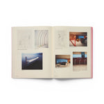 JONES + CO Shiro Kuramata monograph open to pages showing architectural sketches and interior design photography
