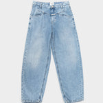 JONES + CO Stover-X light blue organic cotton relaxed fit jeans with signature X-pockets and cropped leg