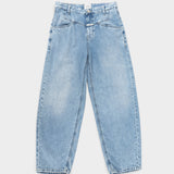 JONES + CO Stover-X light blue organic cotton relaxed fit jeans with signature X-pockets and cropped leg