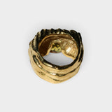 JONES + CO Theo chunky sculptural sterling silver statement ring featuring a warm faceted citrine stone