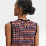 JONES + CO Valley midi dress in russet stretchy check fabric with black contrast binding and back button closure