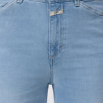 JONES + CO Wera light blue super-stretch denim jeans with a high waist and button fly detail.
