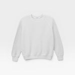 JONES + CO white Ziggy sweatshirt with a crew neck and cropped sleeves in a soft textured fabric