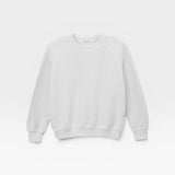 JONES + CO white Ziggy sweatshirt with a crew neck and cropped sleeves in a soft textured fabric