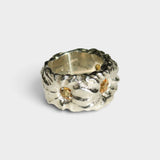 JONES + CO Willow chunky sculptural sterling silver ring with citrine stones, handmade in Taxco.