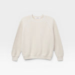 JONES + CO Ziggy sweatshirt in sugar off-white with a textured finish and cropped sleeves on a plain background.
