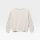 JONES + CO Ziggy sweatshirt in sugar off-white with a textured finish and cropped sleeves on a plain background.