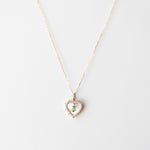 14K Abalone Heart Charm with green gemstone