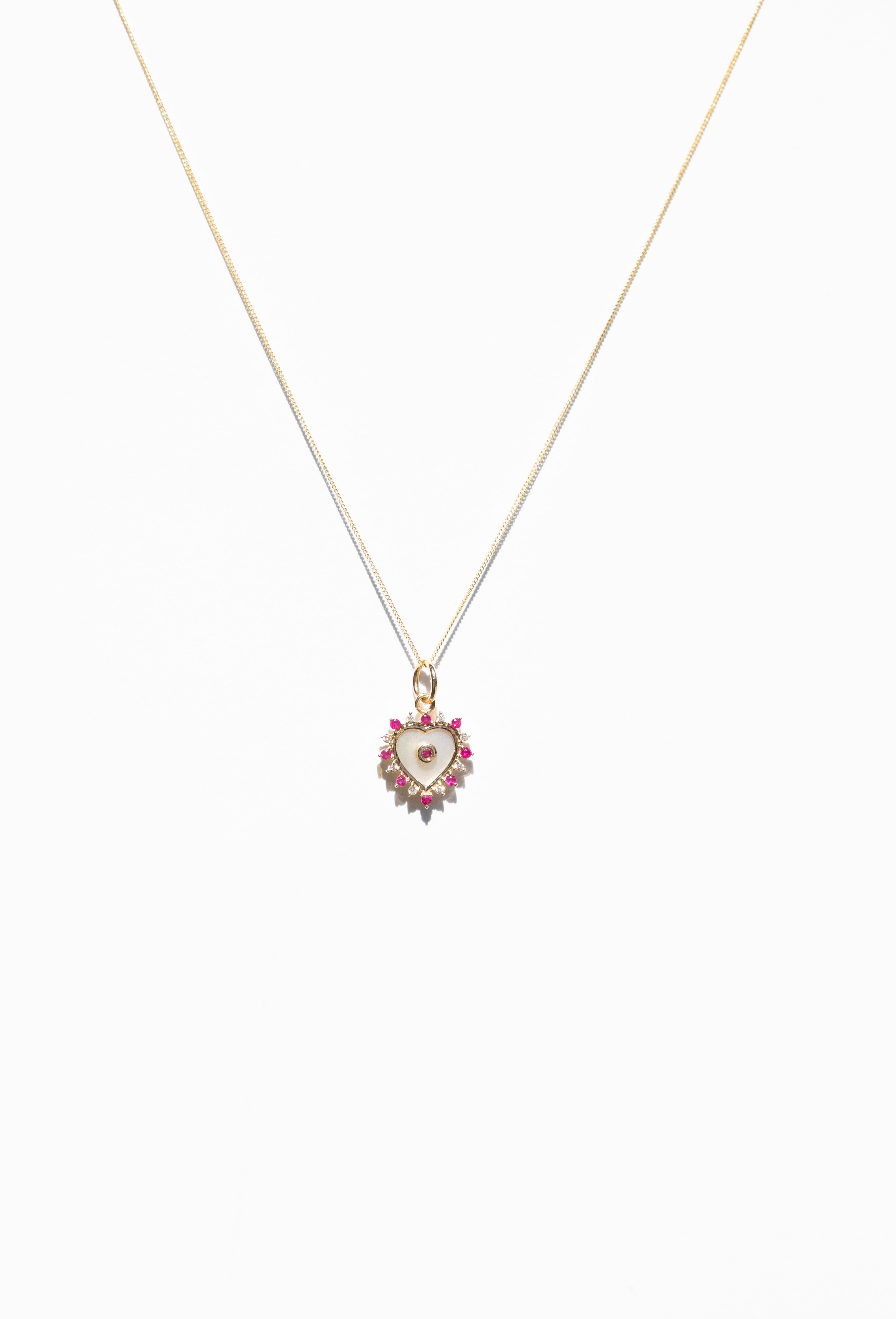 14K Abalone Heart Charm
