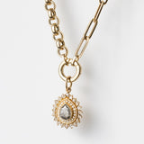 14K Salt + Pepper Pear Cut Diamond Charm