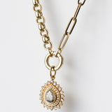 14K Salt + Pepper Pear Cut Diamond Charm