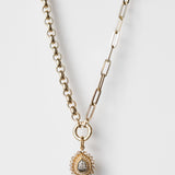 14K Salt + Pepper Pear Cut Diamond Charm