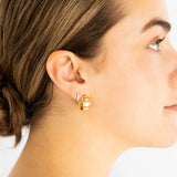 14K Diamond Row Cross Huggies