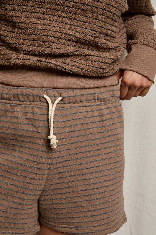 Bennie Shorts - Mocha Charcoal Stripe — view 2