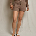 Perfect White Tee Bennie Shorts - Mocha Charcoal Stripe