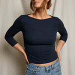 Perfect White Tee Harlow Long Sleeve - Navy