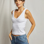 Perfect White Tee Maria V Neck Tank - White