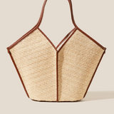 Calella Raffia Tote - Natural / Chestnut