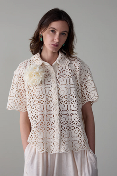 April Shirt - Ivory Cotton Lace