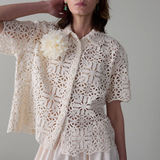 April Shirt - Ivory Cotton Lace