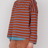 Milo Tee - Auburn & Blue Stripe