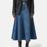 A-line Denim Skirt - Mid Blue