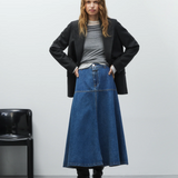 A-line Denim Skirt - Mid Blue