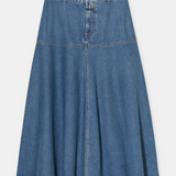 A-line Denim Skirt - Mid Blue
