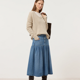 Balloon Denim Skirt - Mid Blue