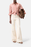 Cropped Linen Blend Blouse - Washed Red