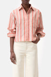 Cropped Linen Blend Blouse - Washed Red