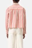 Cropped Linen Blend Blouse - Washed Red