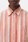 Cropped Linen Blend Blouse - Washed Red