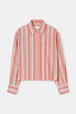 Cropped Linen Blend Blouse - Washed Red