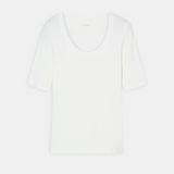 Wide Neck Short Sleeve Top - Ivory — view 5