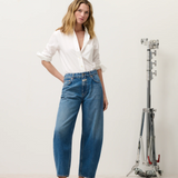 Jazzie Barrel Jeans - Mid Blue