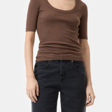 Scoopneck Shortsleeve Shirt - Cocoa Brown