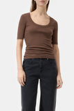 Scoopneck Shortsleeve Shirt - Cocoa Brown