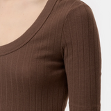Scoopneck Shortsleeve Shirt - Cocoa Brown