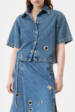 Short-sleeved Denim Shirt - Mid Blue